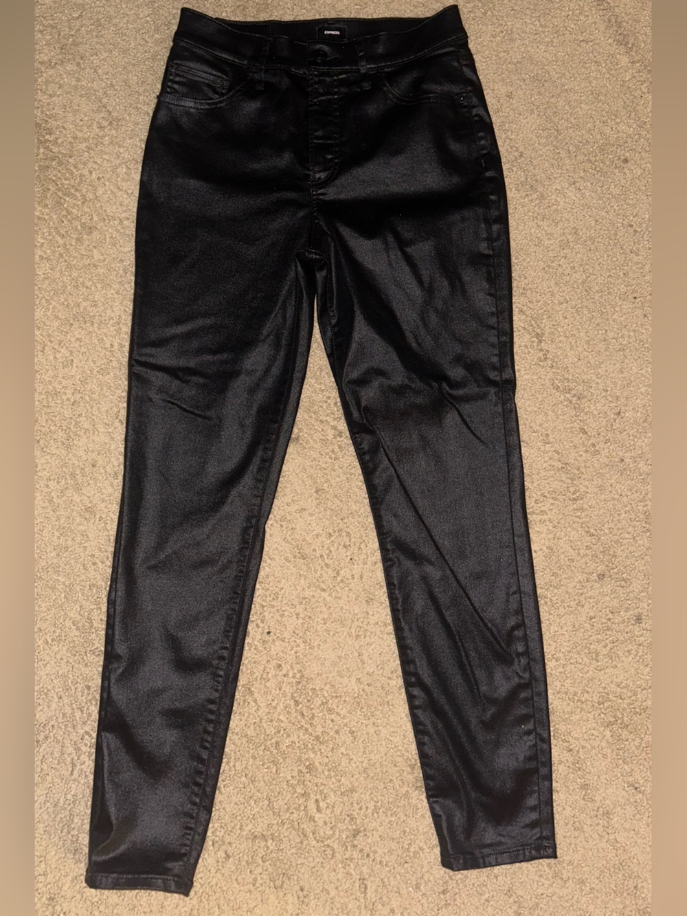 Express Black Coated Skinny Pants